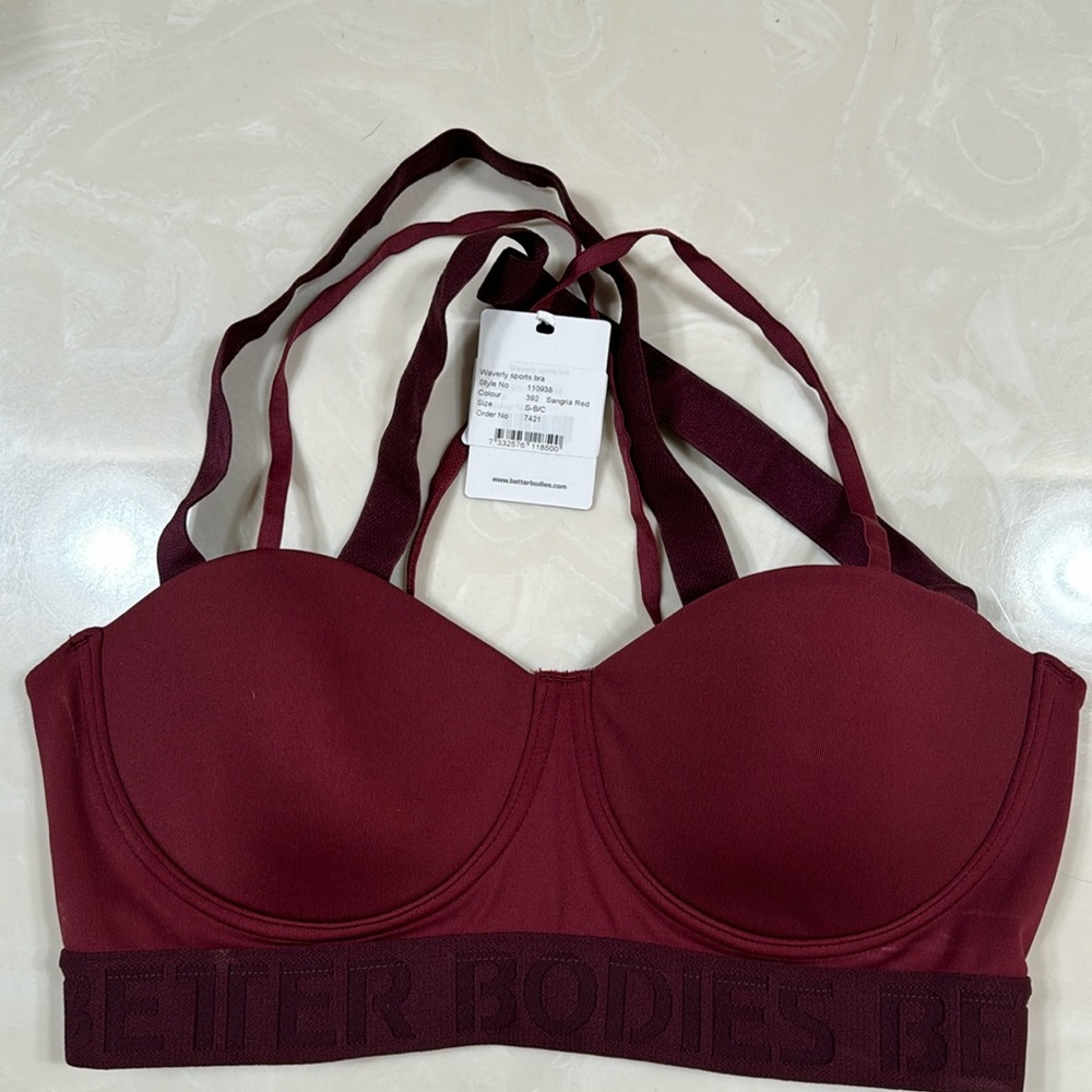 NEW Better Bodies Waverly Sports
Bra Sangria Red Size S B/C